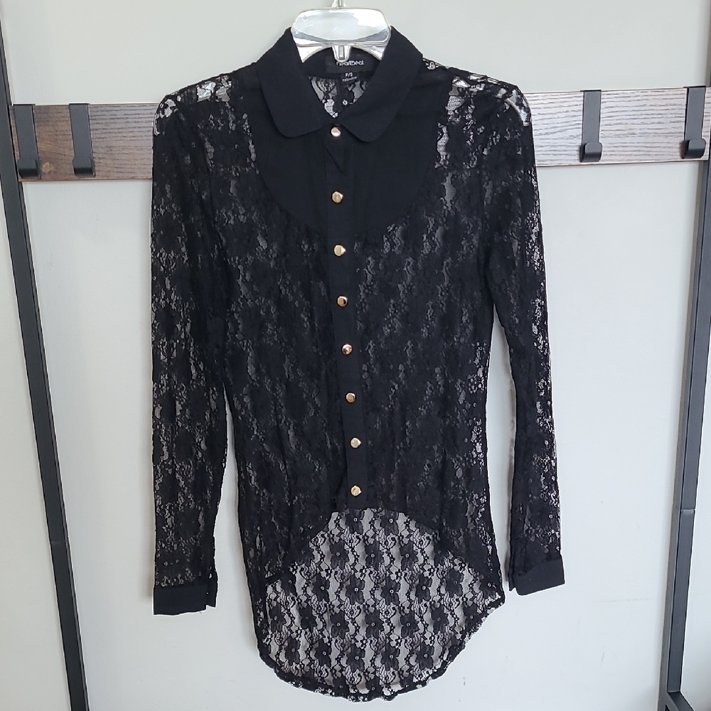 Topshop Black Lace Blouse